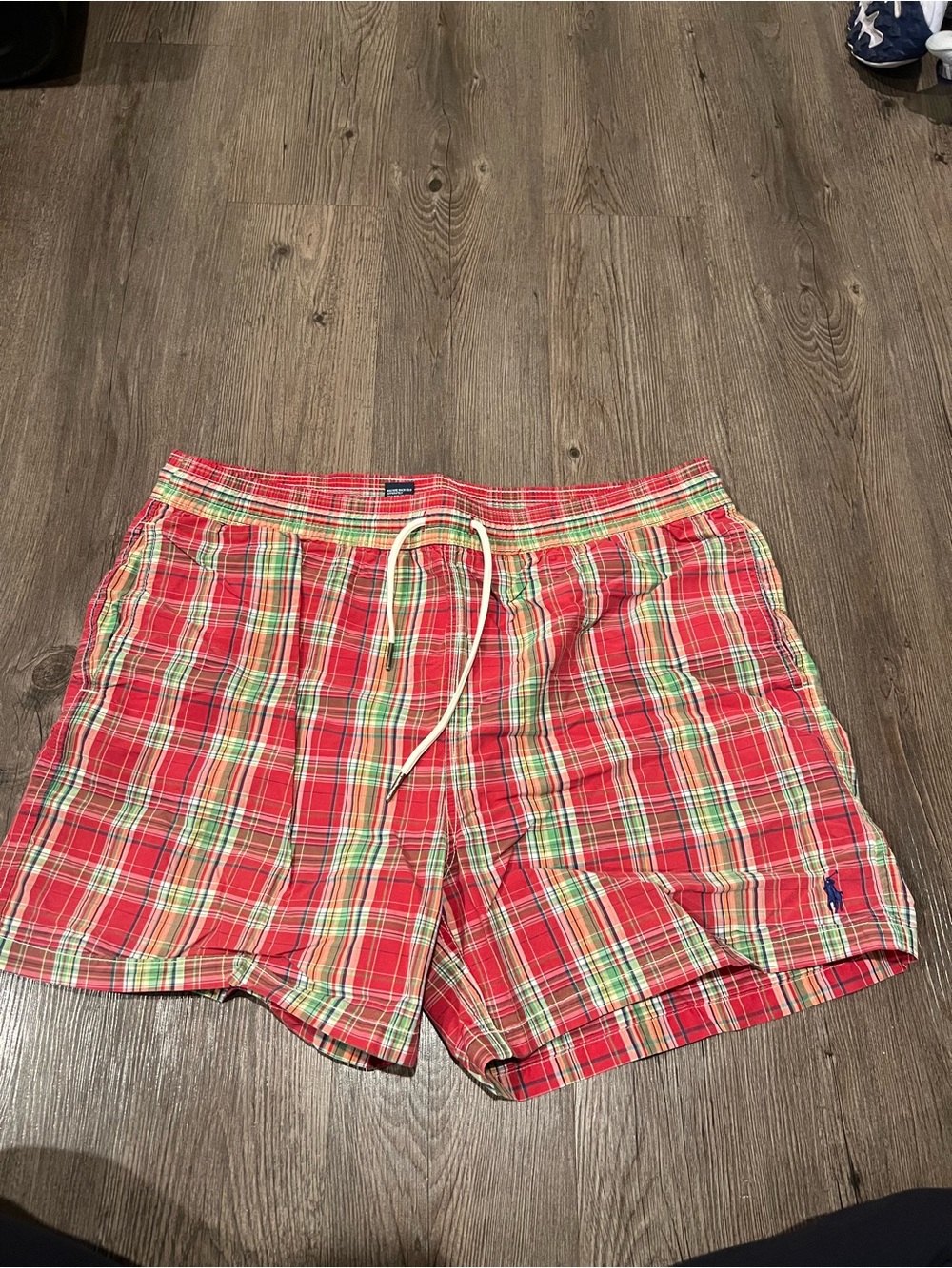 Polo by Ralph Lauren Red Plaid Men's Swim Trunks